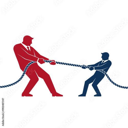 Business Tug of War: Red vs Blue Suits Competing for Dominance