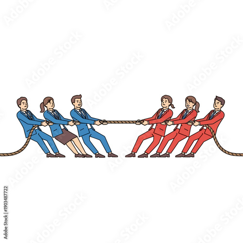 Business Tug of War: Teams Competing in a Corporate Struggle