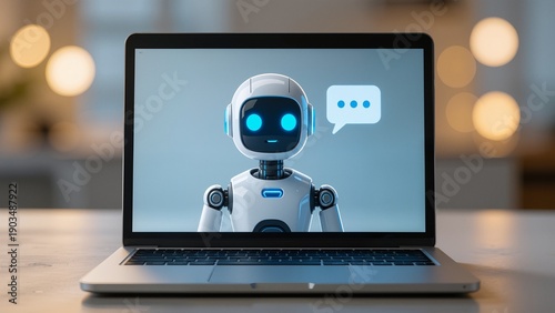 Robot displayed on laptop screen