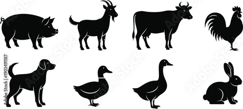 Farm animal silhouettes