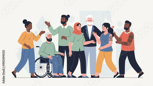 Diverse group of people showing support and unity