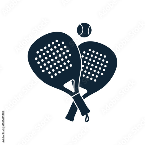 Two Padel Rackets Crossed with Ball Above, Sport Concept Vector Illustration