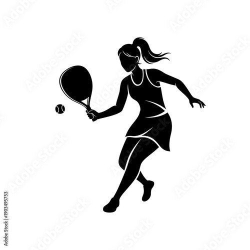 Female Tennis Player Silhouette Hitting Ball