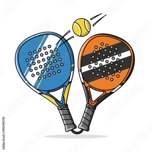 Two Padel Rackets and Ball - Sports Equipment Illustration