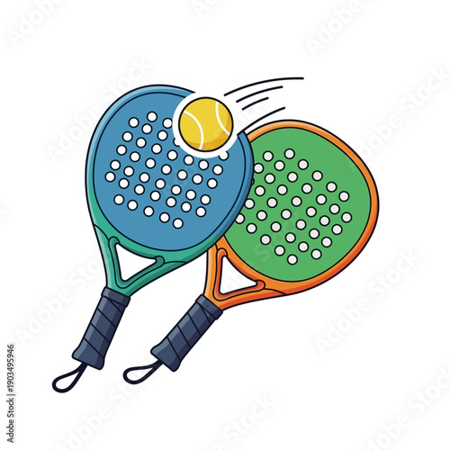 Two Paddles and Ball for Padel Tennis Sport Game