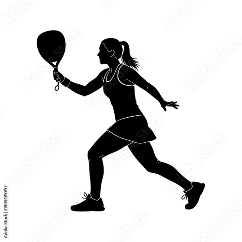 Silhouette of Woman Playing Padel Tennis