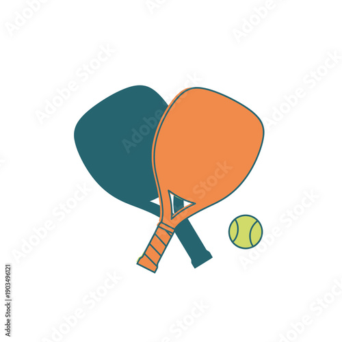 Beach Tennis Rackets and Ball Icon - Flat Design