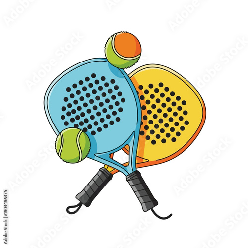 Padel Rackets and Balls - Sports Equipment Illustration