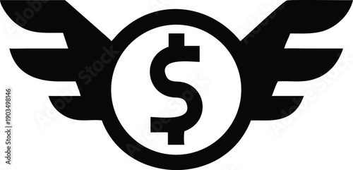 dollar sign wings fast money transfer icon