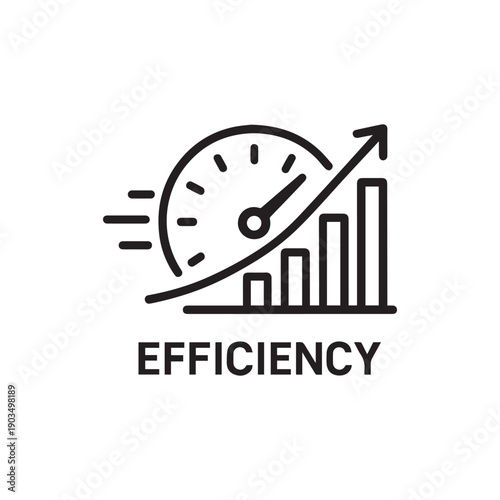 Efficiency Speedometer Bar Chart Arrow Vector Icon