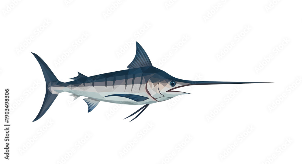Obraz premium Majestic Blue Marlin Fish Illustration Ocean Marine Life Big Game Fishing Icon