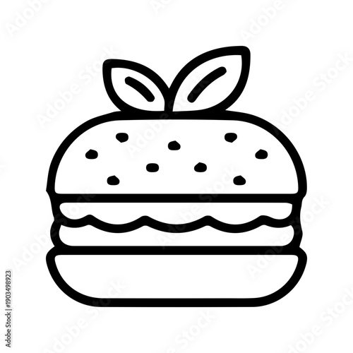 Healthy Vegan Burger Outline Icon