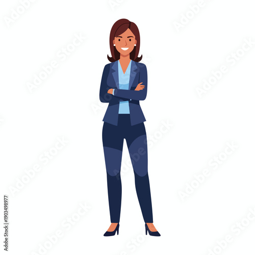 Confident Businesswoman Standing with Arms Crossed
