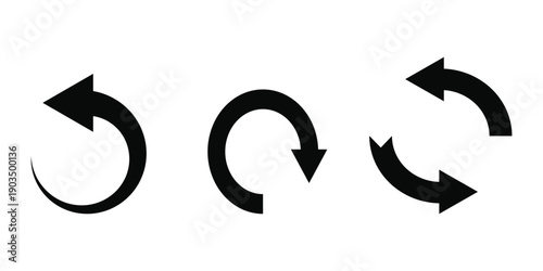 Black rotate arrow icon, refresh and reload icon.Circular arrow icon vector illustration.