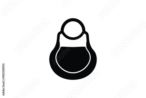 Avocado fruit icon with large round pit isolated on white background black silhouette organic food symbol art