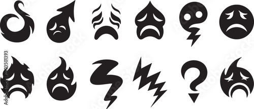 Emotional Faces and Symbols in Black and White Icons