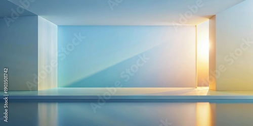 Serene Minimalist Interior Scene with Sunlit Platform and Textured Walls