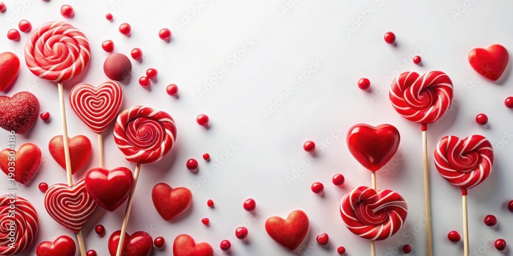 custom made wallpaper toronto digitalRomantic Red Candy Hearts and Lollipops on White Background A Sweet Valentine's Day Design