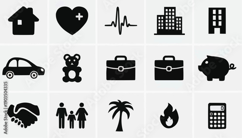 Insurance Icons stock illustration