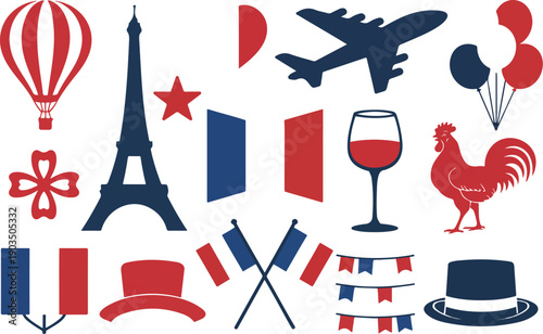 France Symbol Vector Icons – French National Set with Flag Colors