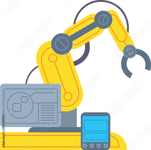 Robotic arm. Factory automated manipulator color icon