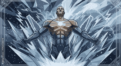 Superhero Emerging from Ice and Snow.