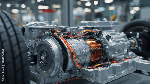 Wallpaper Mural Detailed view of an electric vehicle motor showcasing advanced engineering and innovative components. Torontodigital.ca