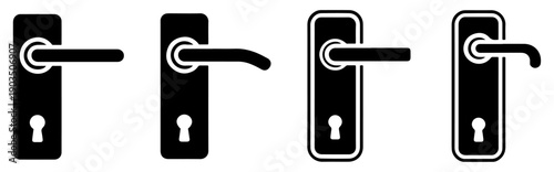 door handle security vector icon set