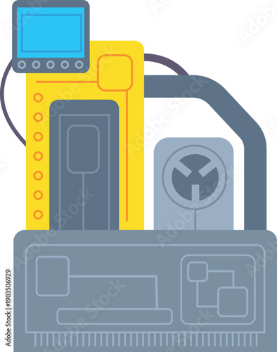 Engineering machine color icon. Cnc industry instrument