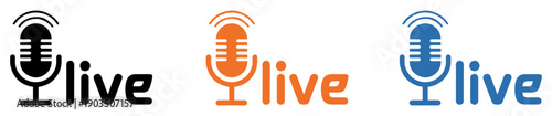 live broadcast microphone vector icon set