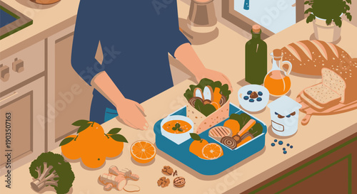 Woman Preparing Healthy Meal in Kitchen 1.