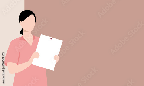 用紙を持つ女性の医療や福祉に使える人物イラスト