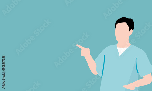 健康診断や検査案内を表現した指さしの医療人物イラスト