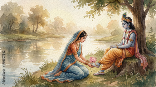 Radha Washing Lord Krishna'...