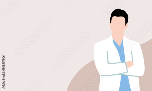 腕組みをした白衣の男性医師を描いた人物イラスト