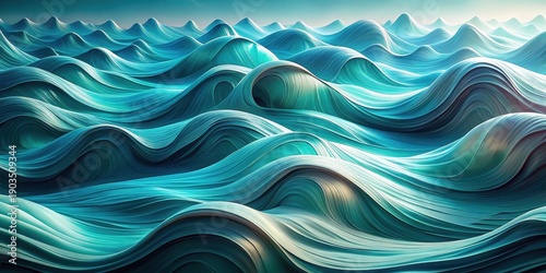 Abstract Teal Ocean Wave Pattern Serene Undulating Forms in a Rhythmic Flow of Water