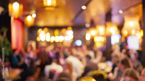 Wallpaper Mural Exciting urban lounge filled with friends celebrating amid luminous signs and lively decor Torontodigital.ca