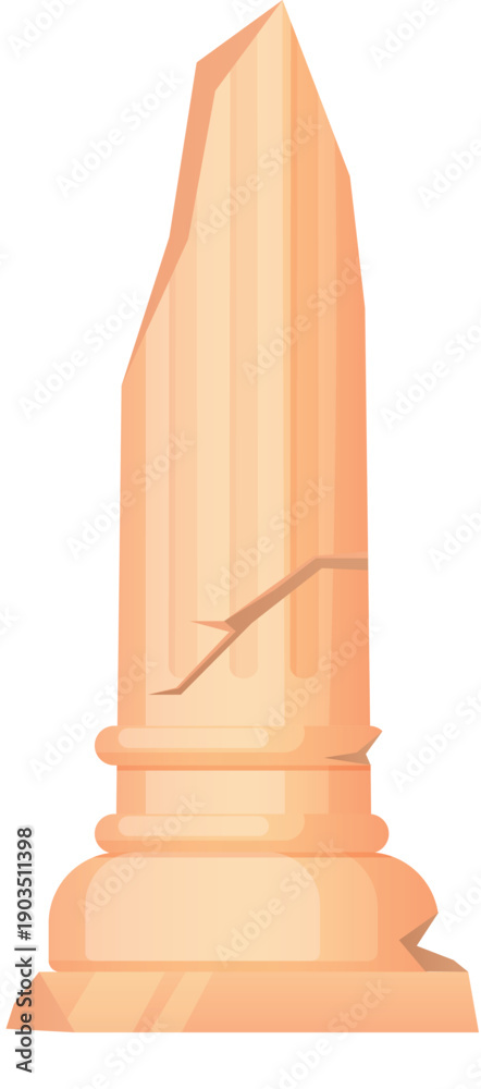 Naklejka premium Destroyed classic column ruin. Broken stone pillar icon