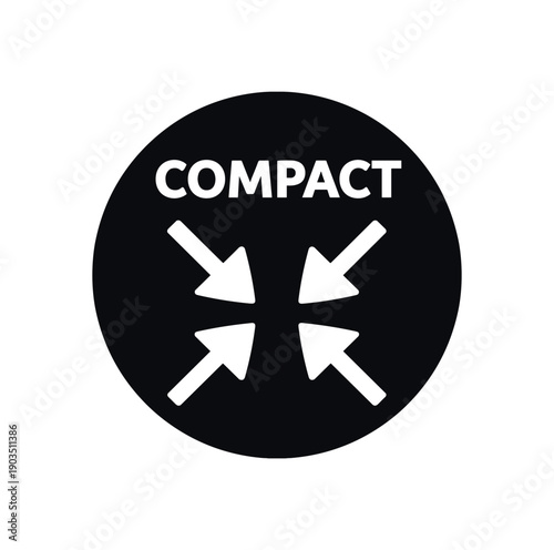 Flat vector badge COMPACT simple white inward arrows scalable SVG look
