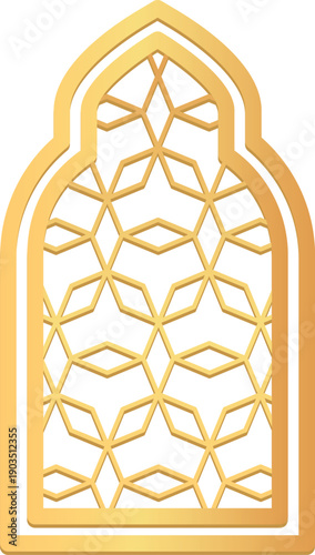 Ornate window frame in islamic style. Ancient pattern