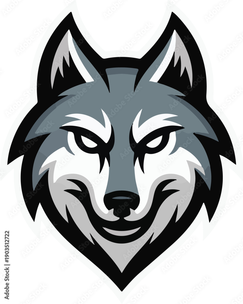 Fototapeta premium Wolf head mascot silhouette, fierce wild predator logo vector.