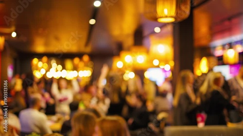 Wallpaper Mural Indistinct portrayal of attendees sharing energetic ambiance of lively nightclub performance Torontodigital.ca