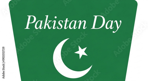 Pakistan day celebration symbol with green background and white crescent moon and star