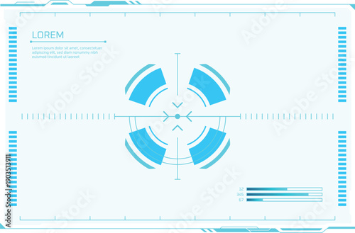Target screen. Blue neon hud aim element