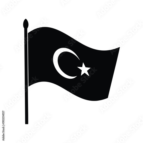 Turkish Flag Waving National Icon