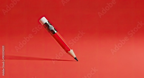 Wallpaper Mural Red pencil on red background with shadow and sharp tip Torontodigital.ca