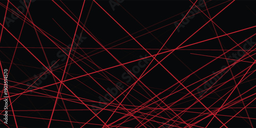 creative red laser lines crossing on black background, chaotic geometric pattern. red background