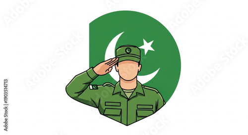 Soldier saluting in front of pakistan flag patriotism and national pride concept