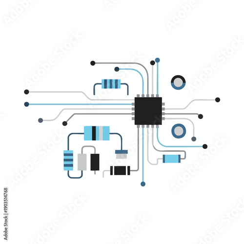Complex Circuit Diagram with Electronic Components