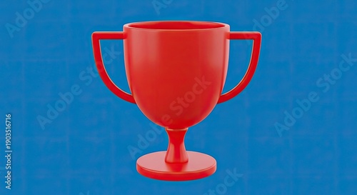 Wallpaper Mural Bright red plastic trophy on a blue background representing achievement and victory in a competition or contest Torontodigital.ca